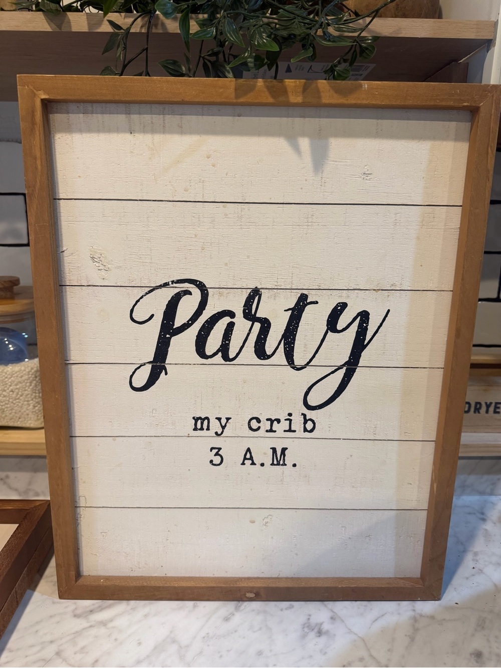 Rustic White & Brown 'Party' Wall Sign - Home Party Supplies
